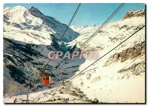 Moderne Karte Val d'Isere La Station depuis le Solaise le Telepherique la Vallee de l'Isere le Barrage de Tign