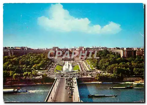 Cartes postales moderne Paris Palais de Chaillot et jardins du Trocadero vues de Ler etage de la Tour Eiffel