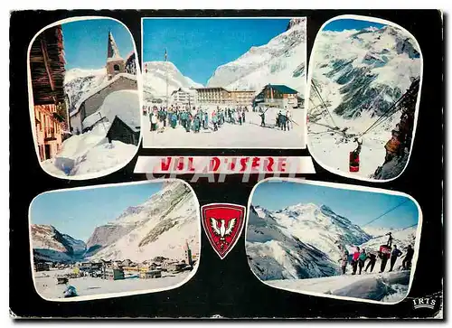 Cartes postales moderne Val d'Isere Le Clocher et le Vieux Village Les Grands Hotels Les Pistes du Solaise Vue d'ensembl