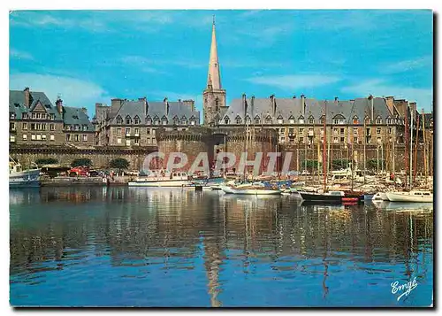 Moderne Karte Bretagne Cote d'Emeraude Saint Malo Cite Corsaire La Grand Porte le port des Yachts