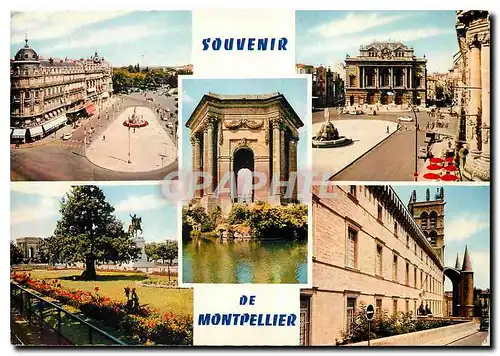 Cartes postales moderne Montpellier Herault Place de la Comedie Le Theatre Le Chatea d'eau Statue equestre de Louis XIV