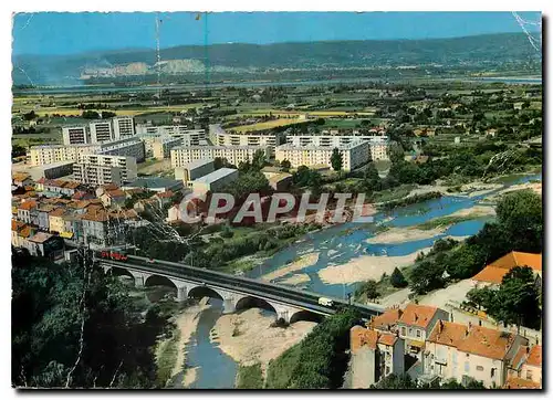 Moderne Karte Montelimar Drome Vue aerienne le Roubion et la Cite de Nocaze