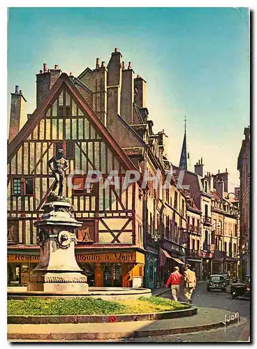 Moderne Karte Couleurs et Lumiere de France La Bourgogne Dijon Cote d'Or Place Rude Fontaine du Bareuzai et ru
