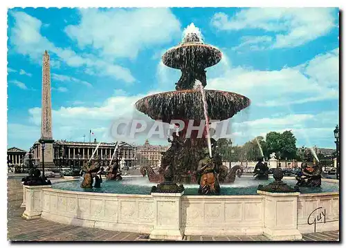 Moderne Karte Paris et ses Merveilles Jeu d'eau d'une fontaine de la place de la Concorde