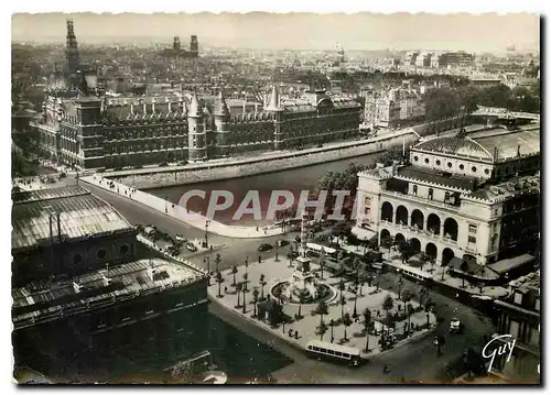Moderne Karte Paris et ses Merveilles Panorama sur la place du Chalet et le palais de Justice