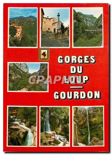 Moderne Karte Souvenir d'une excursion aux Gorges du Loup et a Gourdon