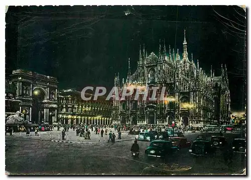 Moderne Karte Milano Plazza del Duomo Notturn Cathedral Square Place du Dome Domplatz