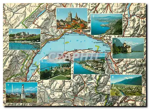 Cartes postales moderne Schweiz Suisse Switzerland Lac Leman Lausanne Montreux Vevey Nyon Chateau Chillon Thonon Evian G