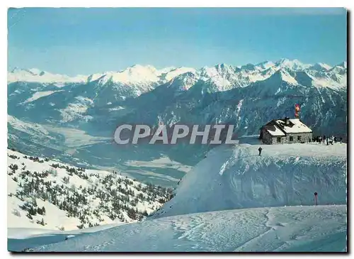 Moderne Karte Montana Cabane des Violettes CAS vue sur les Alpes Valaisannes et la Vallee du Rhone