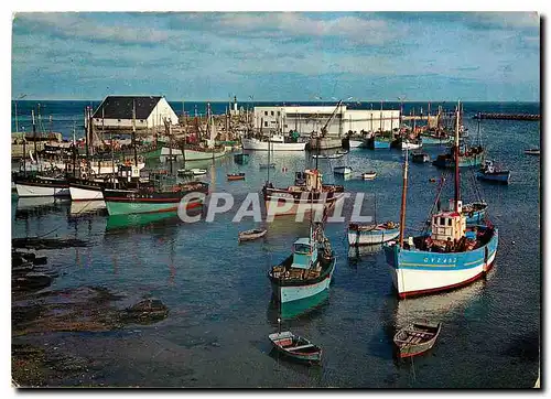 Moderne Karte La Bretagne pittoresque bateaux dans le port de Peche