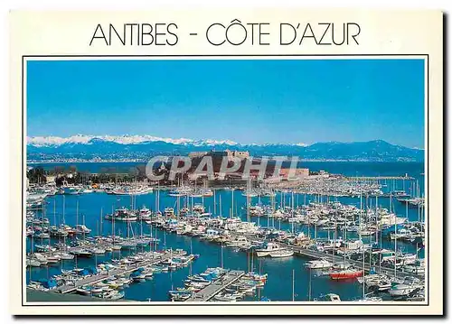 Moderne Karte Cote d'Azur Antibes Alpes Maritimes Le Port Vauban et le Fort Carre