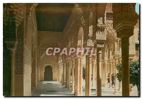 Moderne Karte Granada Alhambra Loge et colonnes Cour de los Leones