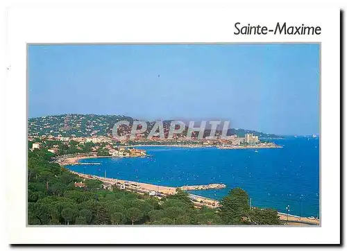 Moderne Karte Sainte Maxime Var Plage de la Croisette au fond la ville