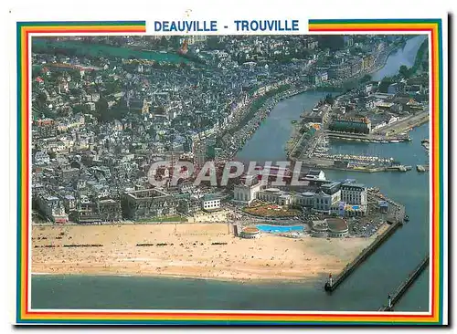 Moderne Karte Images de France Calvados Deauville Trouville Vue aerienne
