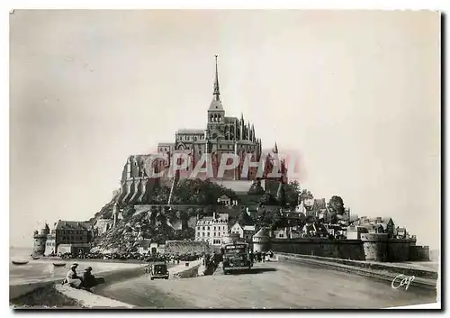 Moderne Karte Mont St Michel Vue prise de la Digue Automobile