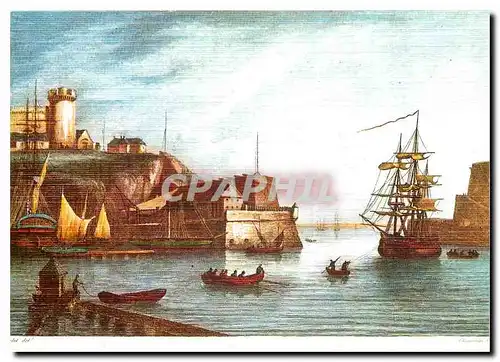 Moderne Karte Lithographie Bretagne Ancienne Brest L'entree du port Chamouin