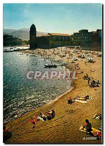 Moderne Karte Collioure Pyrenees Orientales La Plage et la Jetee