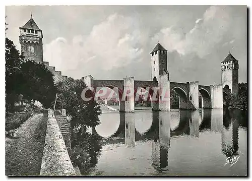 Moderne Karte Cahors Lot Le pont Valentre et le Lot