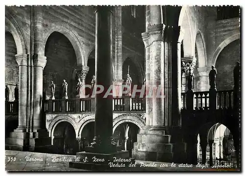 Cartes postales moderne Verona Basilica di S Zeno Interno Veduta del Pontile con le statue degli Apostol