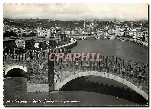 Moderne Karte Verona Ponte Scaligero e panorama