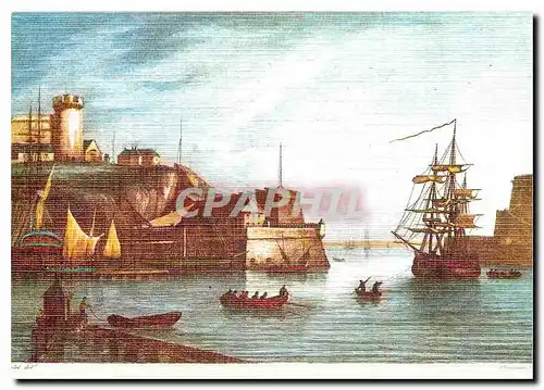 Moderne Karte Lithographie Bretagne Ancienne Brest L'entree du port Chamouin