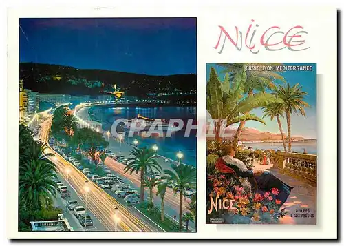 Cartes postales moderne Cote d'Azur Nice Alpes Maritimes La Promenade des Anglais et affiche ancienne