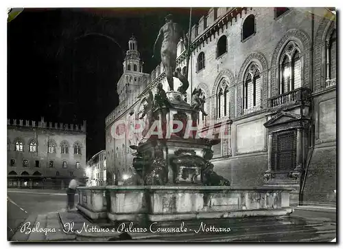 Cartes postales moderne Bologna Il Nettuno e Palazzo Comunale Notturno