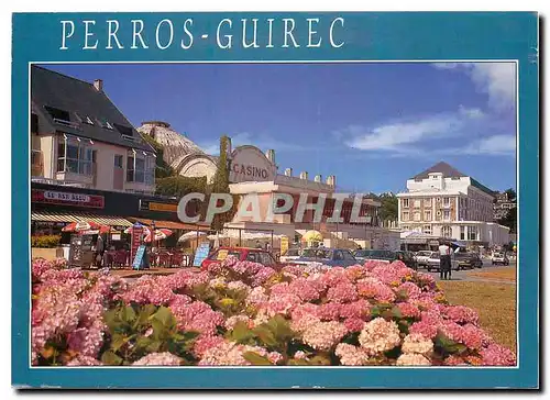 Moderne Karte La Bretagne en Couleur Perros Guirec Cotes du Nord Perroz L'ancien Casino de Trestraou