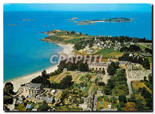 Moderne Karte Saint Jacut de la Mer Cotes d'Armor vue aerienne du chef de l'Isle au fond l'ile des Ebihens