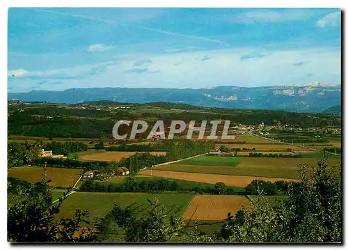 Moderne Karte Triors Drome paysage vers le Vercors a gauche le Prieure Notre Dame