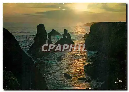 Moderne Karte La Bretagne en Couleurs Belle Ile Morbihan Coucher de Soleil sur les Aiguilles de Port Coton