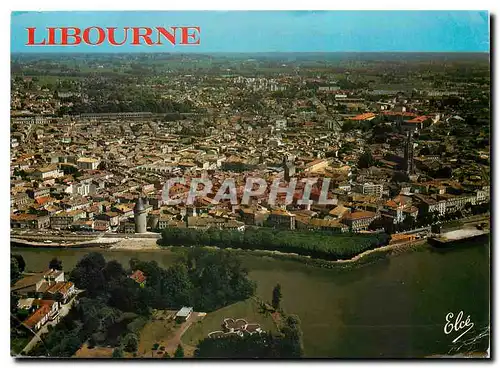 Moderne Karte Libourne Vue generale de la Ville avec la Vieille Tour
