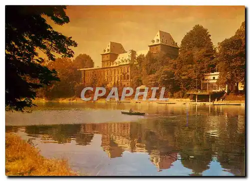 Moderne Karte Torino Coucher du soleil sir le fleuve Po et le Chateau du Valentino