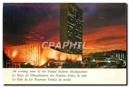 Cartes postales moderne Nations Unies La Siege de l'Organisation des Nations Unies la nuit