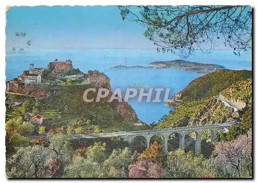 Cartes postales moderne Eze Village le Viaduc la Moyenne Corniche et le Cap Ferrat