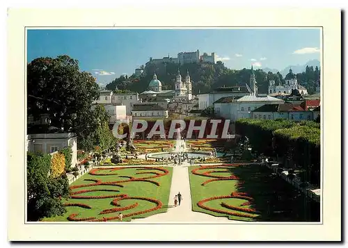 Cartes postales moderne Ville du Festival Salzburg Jardin Mirabell vers Vieille Ville et Fortresse
