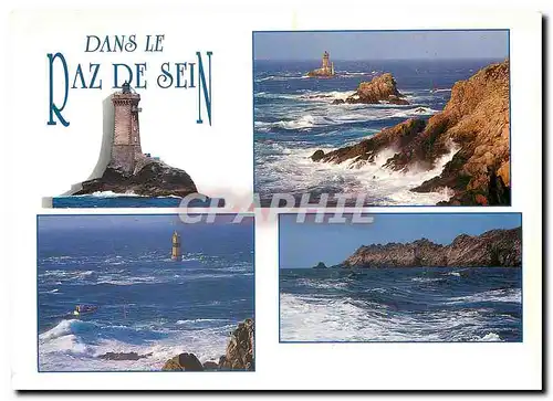 Cartes postales moderne Plogoff La Pointe du Raz et les Courants entre le phare de la Vieille et l'extremite de la Point