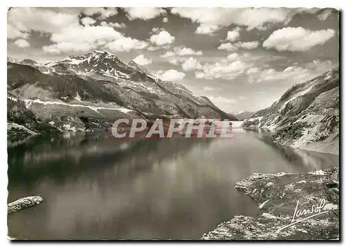 Moderne Karte Tignes Le barrage le lac le Dome de la Sache et le Mont Pourri