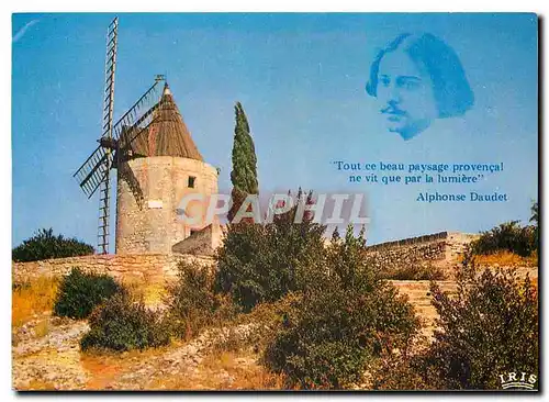 Moderne Karte Reflets de Provence Fontvieille B du R Le Moulin de Daudet d'ou le Grand Conteur a date Ses Lett