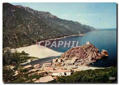 Moderne Karte Charmes et Couleurs de la Corse Porto Corse Vue d'ensemble des hotels et la Tour Genoise
