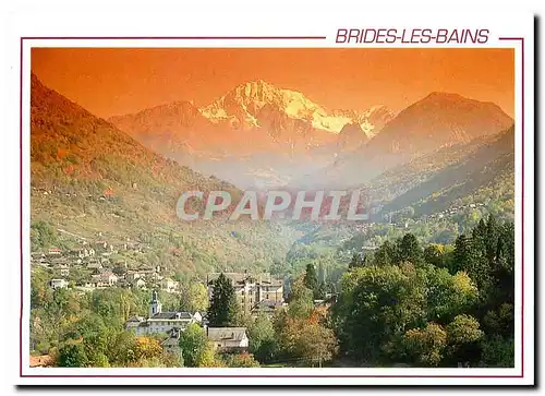 Moderne Karte Brides les Bains Savoie Station thermale Vue generale dans le fond le Grand Bec du Parc de la Va