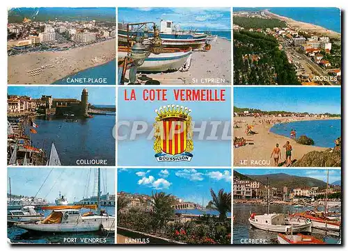 Moderne Karte Souvenir de la Cote Vermeille