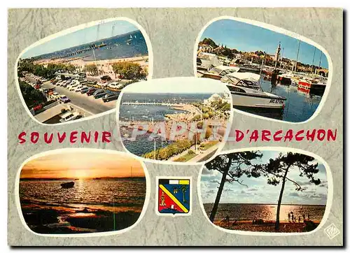 Cartes postales moderne Cote d'Argent Arcachon La plage et la Jetee Thiers Le Port de Plaisance La Plage Couchers de sol