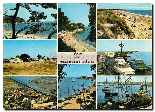 Cartes postales moderne Ile de Noirmoutier la plage des dames les moulins de la gueriniere le chateau et l'eglise l'anse