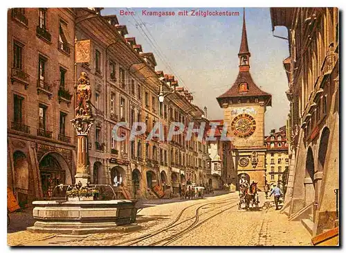 Moderne Karte Suisse Berne Fontaine Zahringer et tour Zeitglocken