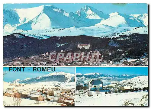 Cartes postales moderne Font Romeu Station d'ete et d'Hiver Vue generale au fond la chaine du Carlitte en bas le village