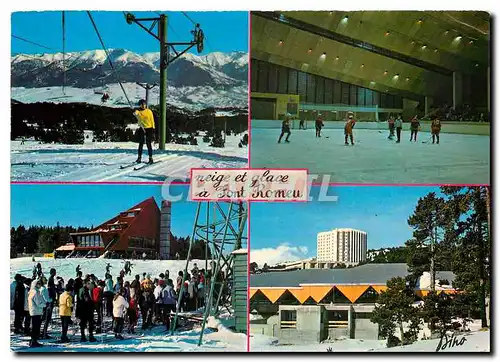 Moderne Karte Font Romeu Pyr Or Pistes du Gallinera Patinoire Olympique Refuge des Airelles Centre Preolympiqu