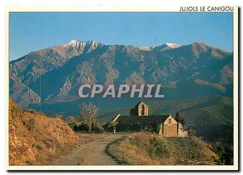 Moderne Karte Message du sud Jujols P O L'eglise du hameau de Jujols magnifique point de vue sur le Canigou