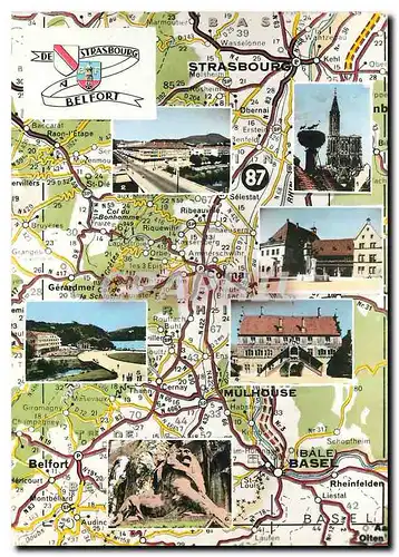 Cartes postales moderne De Strasbourg a Belfort Strasbourg Saint Die Colmar Mulhouse Gerardmer Belfort