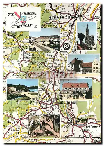 Moderne Karte De Strasbourg a Belfort Strasbourg Saint Die Colmar Mulhouse Gerardmer Belfort